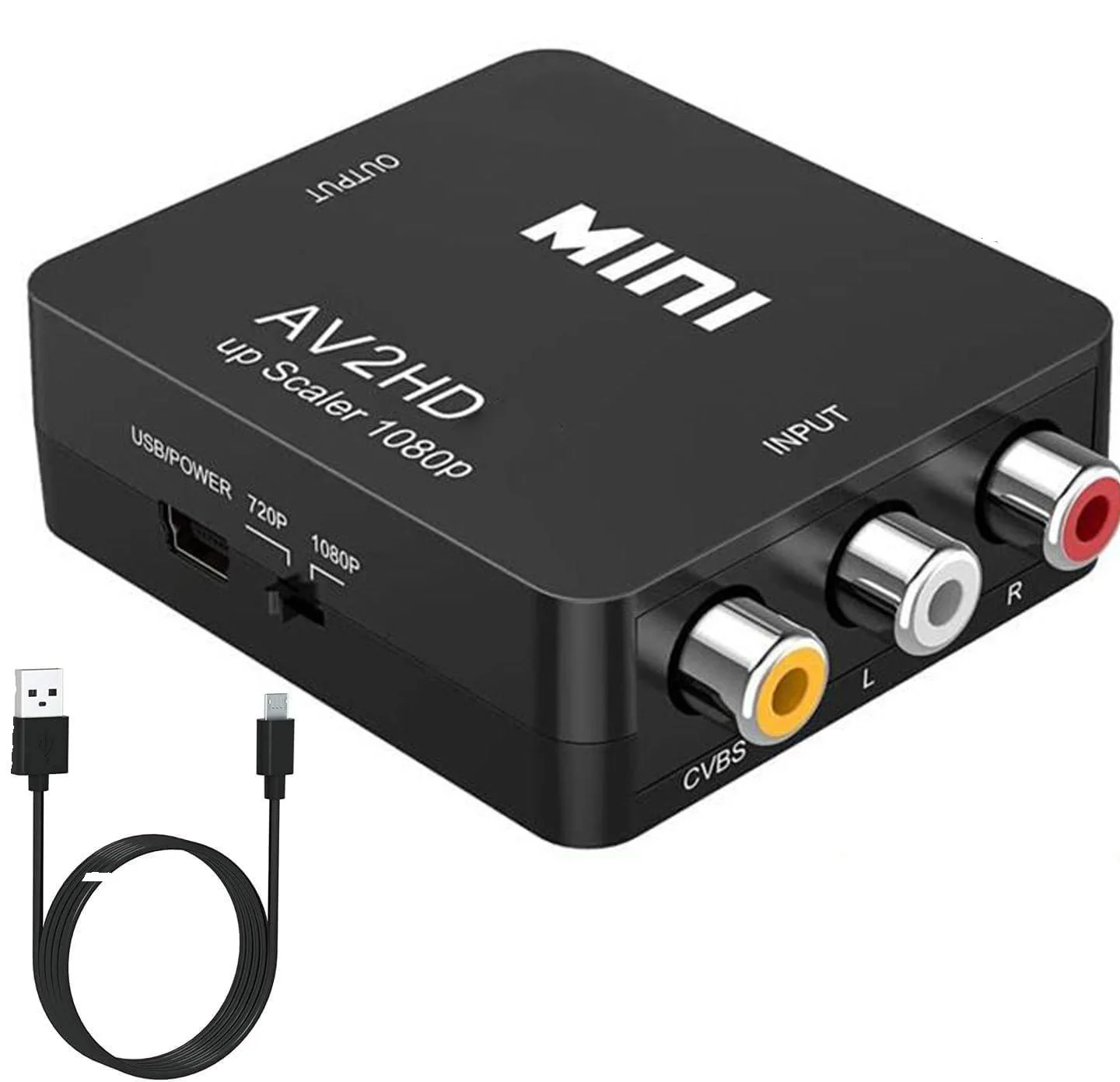 HD 1080P RCA AV To HDMI-compatible Composite Adapter Converter AV2HD Audio Video Cable CVBS AV Adapter with USB Cable