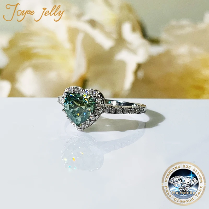JoyceJelly 1CT 2CT Heart Shaped Moissanite Rings For Women S925 Sterling Silver Plated 18K Wedding Bands Luxury Fine Jewelry - Image 4