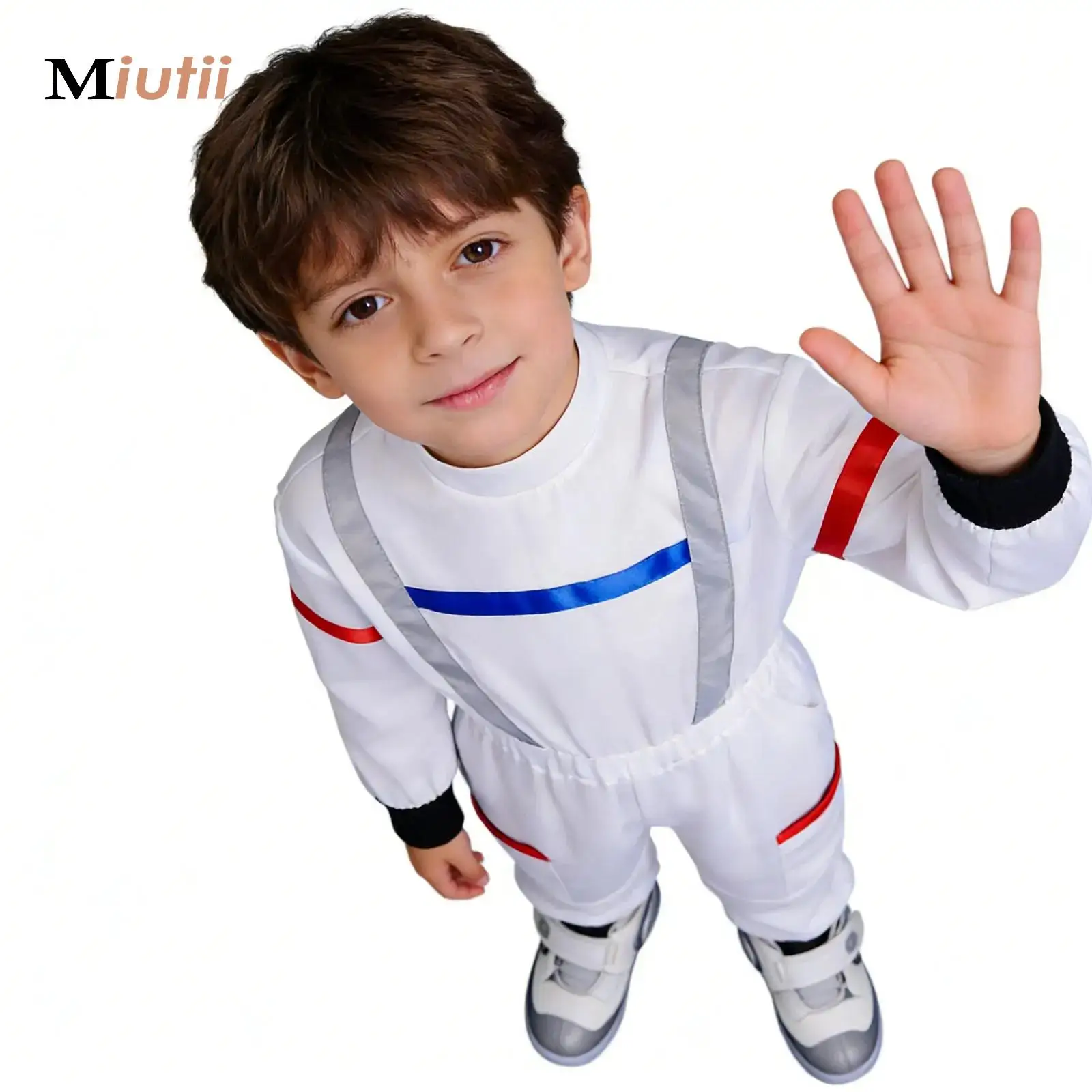 

Boys Astronaut Costume Long Sleeve Contrasting Color Jumpsuit Role Play Space Suit Bodysuit Cosplay Outfit Girls Birthday Gift