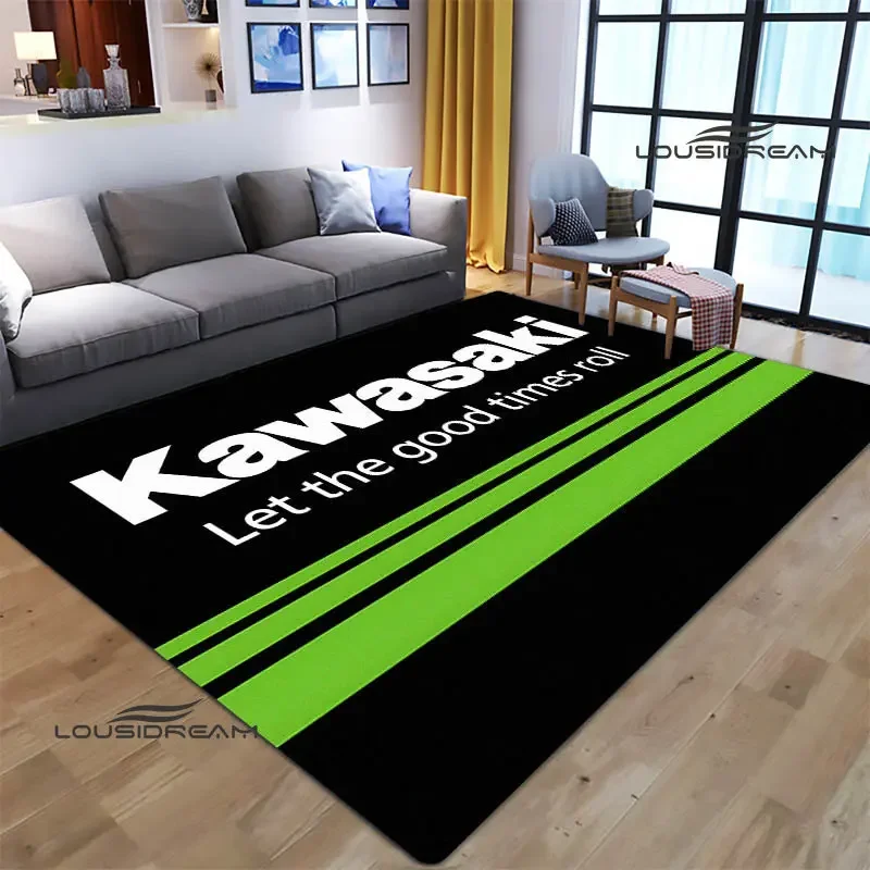 3D Retro K-kawasakis logo printed carpet Living room bedroom non -slip carpets Yoga mat Outdoor carpet kawaii rug birthday gift