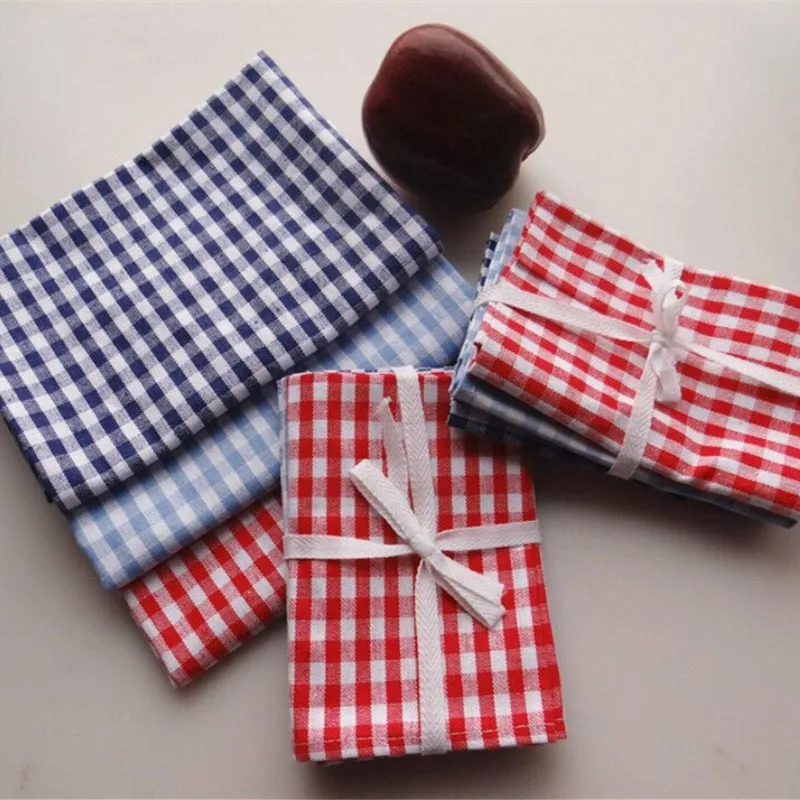 1Pc Cotton Checkered Table Napkins Kitchen Placemat Home Dinner Table Cloth Mat Christmas Decoration