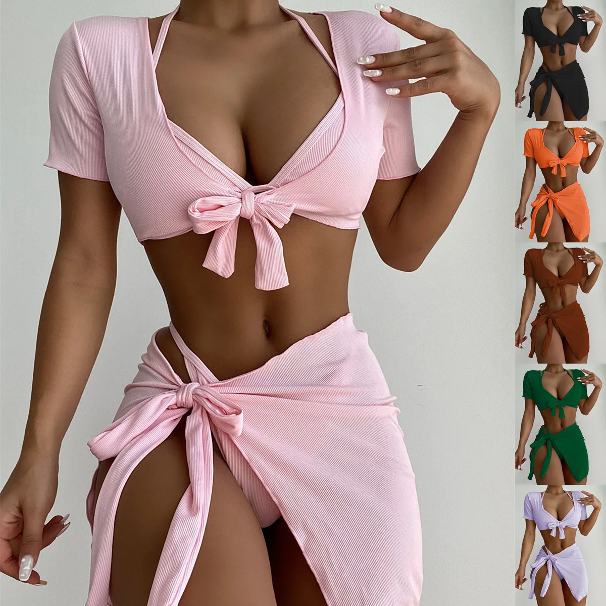 Maillot de bain sexy pour femmes, 4 pièces, bikini, tankini, push up, vêtements de plage, style brésilien