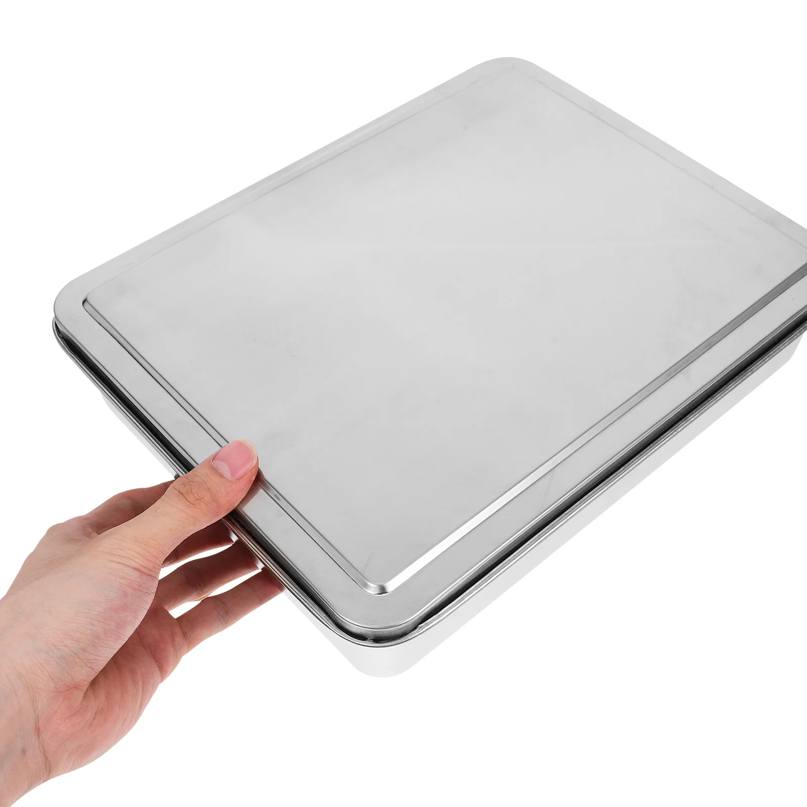 

1pcs Stainless Steel Cake Pan Large Capacity Deep Baking Tray For Tiramisu Storage Reusable Kitchen Baking Pan