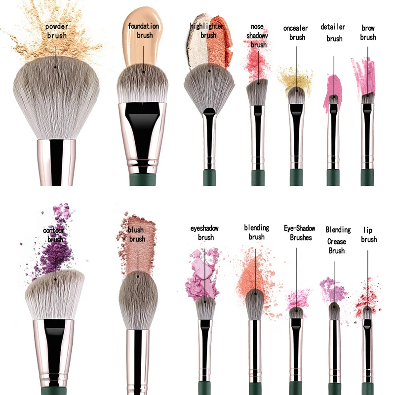 Hot Green Makeup Brushes Set for Women Cosmetic Foundation Powder Blush Eyeshadow Kabuki Blending Make Up Brush Beauty Tools