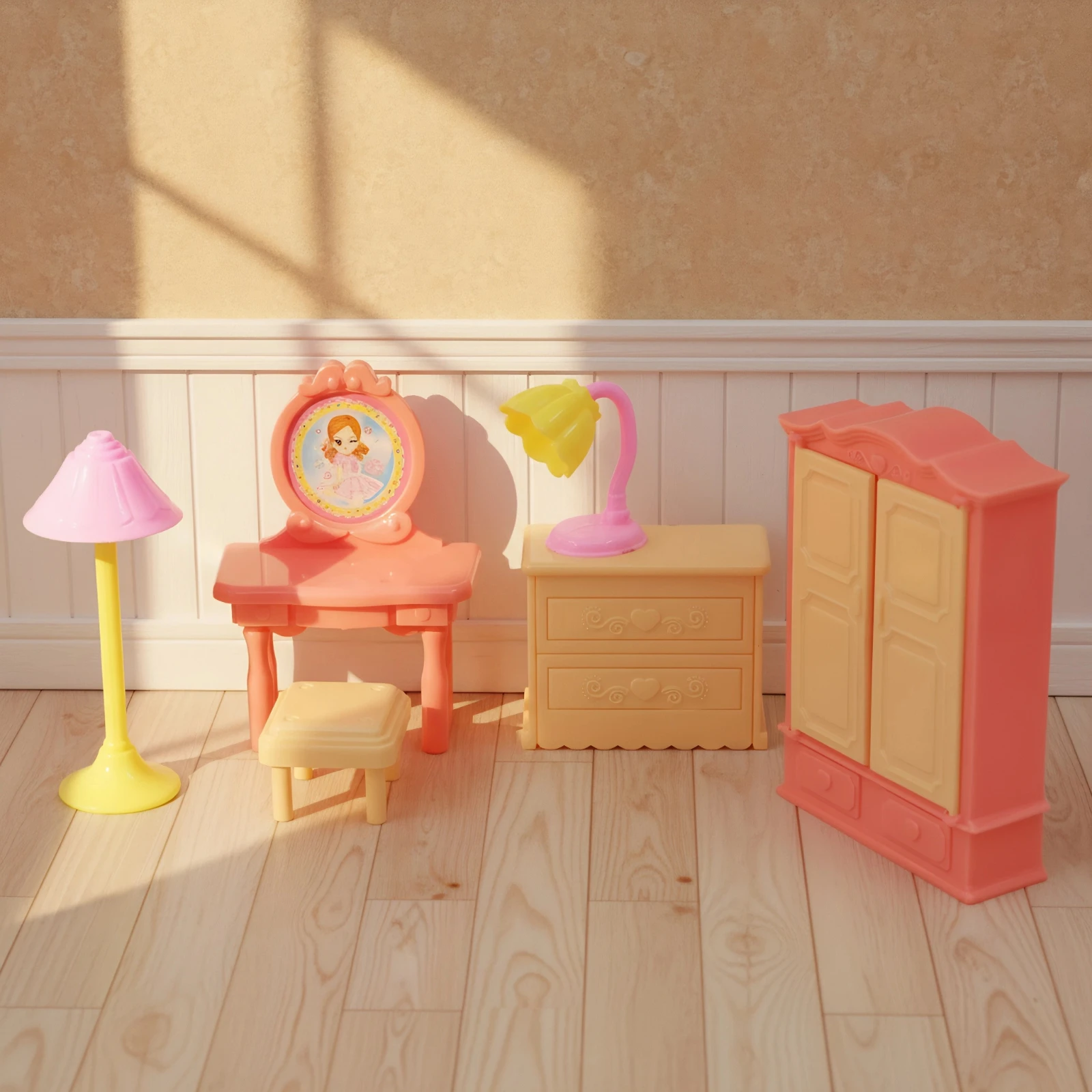 미니 인형의 집 장난감 세트, 아이들에게 완벽한 선물, 상상력 넘치는 놀이를 위한 튼튼한 디자인, 식당 및 침실 용품 포함