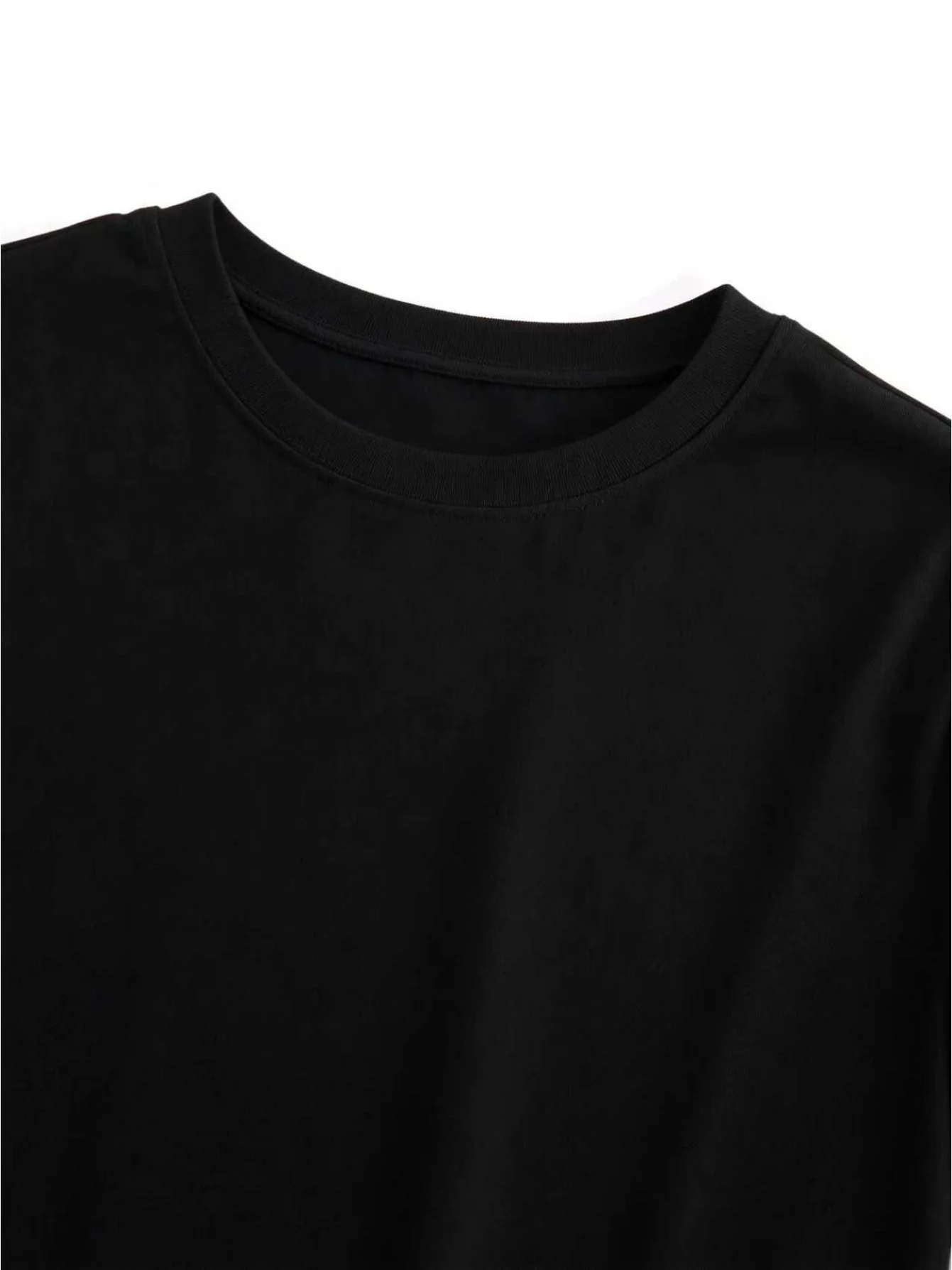 Men's Heavyweight Pure Cotton Black Short-Sleeve T-Shirt, Loose Drop Shoulder, Versatile Basic Style for Daily Casual Wear