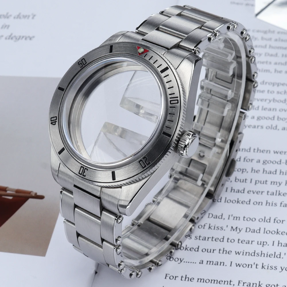 

Silver 38.8mm NH35 Watch Case Stainless Steel Folding Buckle Strap For NH35 NH36 NH38 NH34 Movement Domed Sapphire Crystal Glass