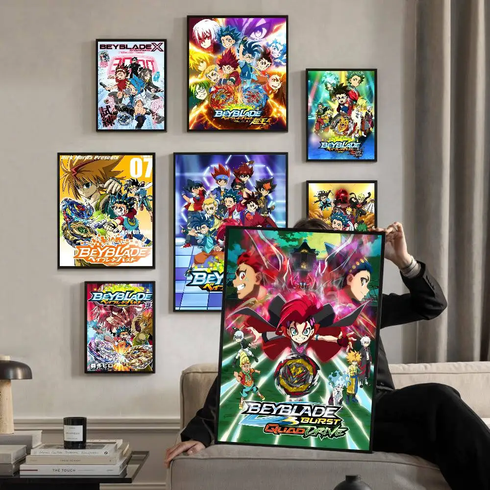 Anime B-Beyblade Burst 2025 Movie Sticky Posters Vintage Room Home Bar Cafe Decor Vintage Decorative Painting