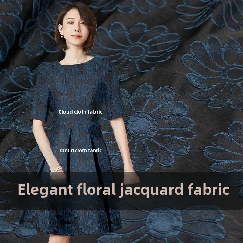 

Окрашенная в пряжу жаккардовая ткань, европейское темное парчовое платье с цветочным рисунком, ветровка, одежда, весна-осень, брендовый модный дизайн, шитье ткани