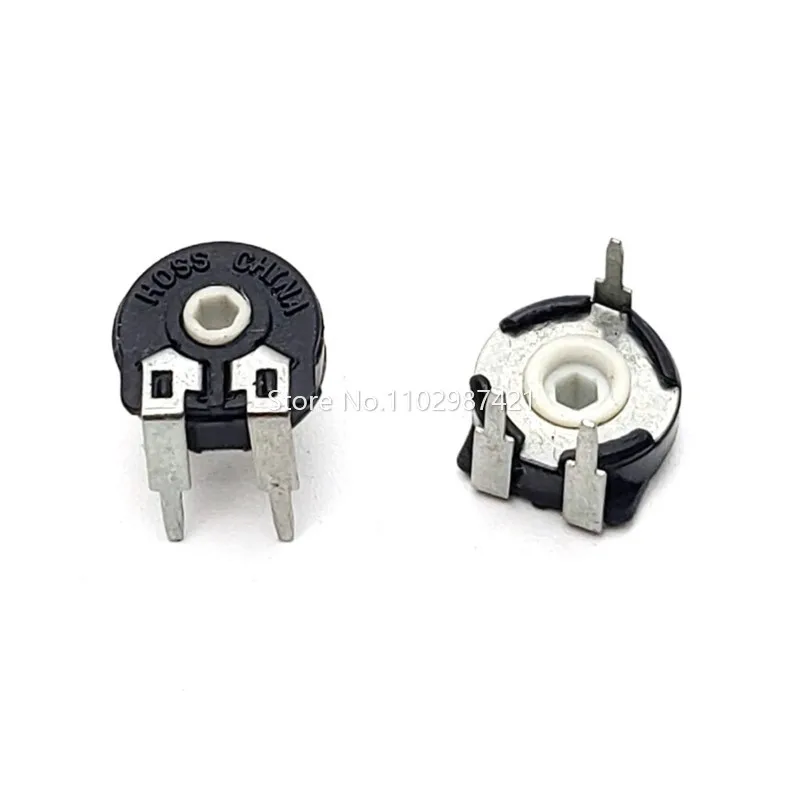 20 Piece PT10 Spanish Potentiometer PT10-100R B100R 100 Ohm Horizontal Hexagonal Hole Adjustable Resistance 3 Feet Diameter 10MM