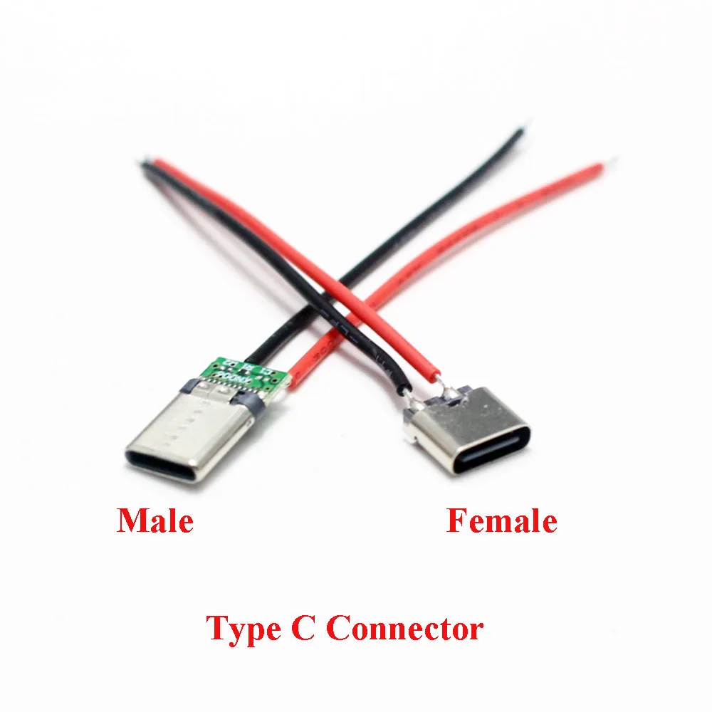 2/5 Stuks Micro Usb Type-C 2pin Horizontaal/Verticaal 2P Eenvoudig Gesoldeerd Mannelijke Plug-In Board Snel Opladen USB-C Connector