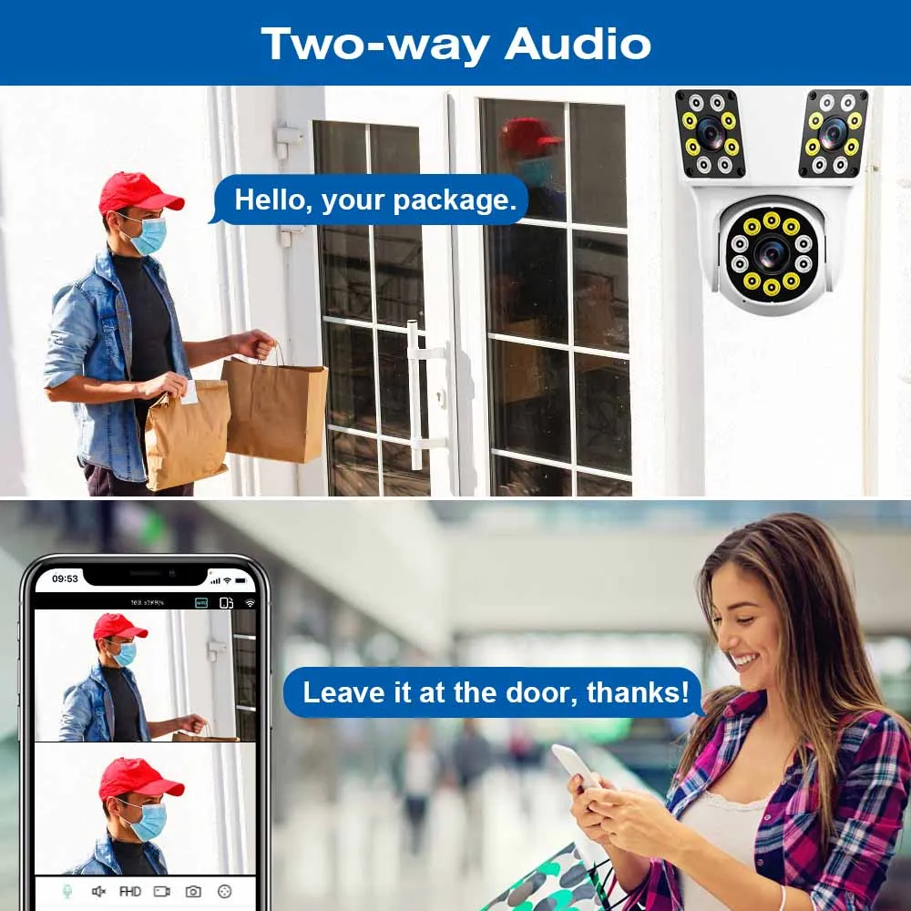 Imagem -04 - Câmera de Segurança Impermeável ao ar Livre com Lente Dupla Câmera do Cctv Seguimento do Movimento Vídeo Ptz ip Telas Wi-fi Lentes