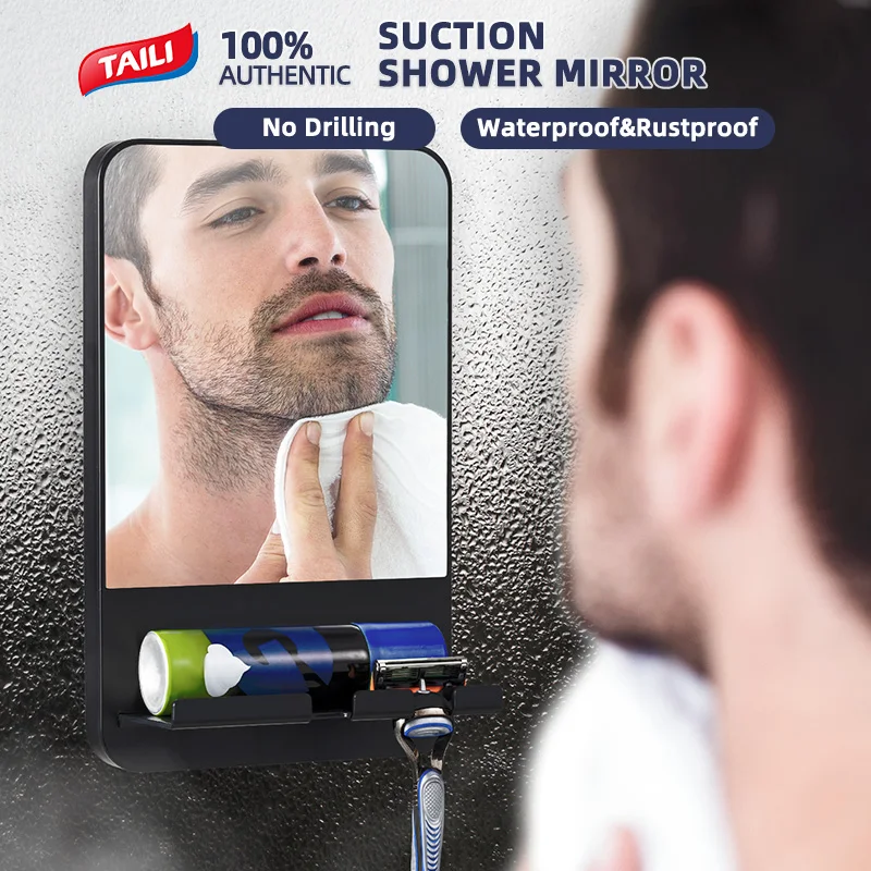 TAILI Acrylic Anti Fog Mirror Shower Shaving Fogless Mirror Washroom Unbreakable Portable Travel Shaving Bathroom Accessories