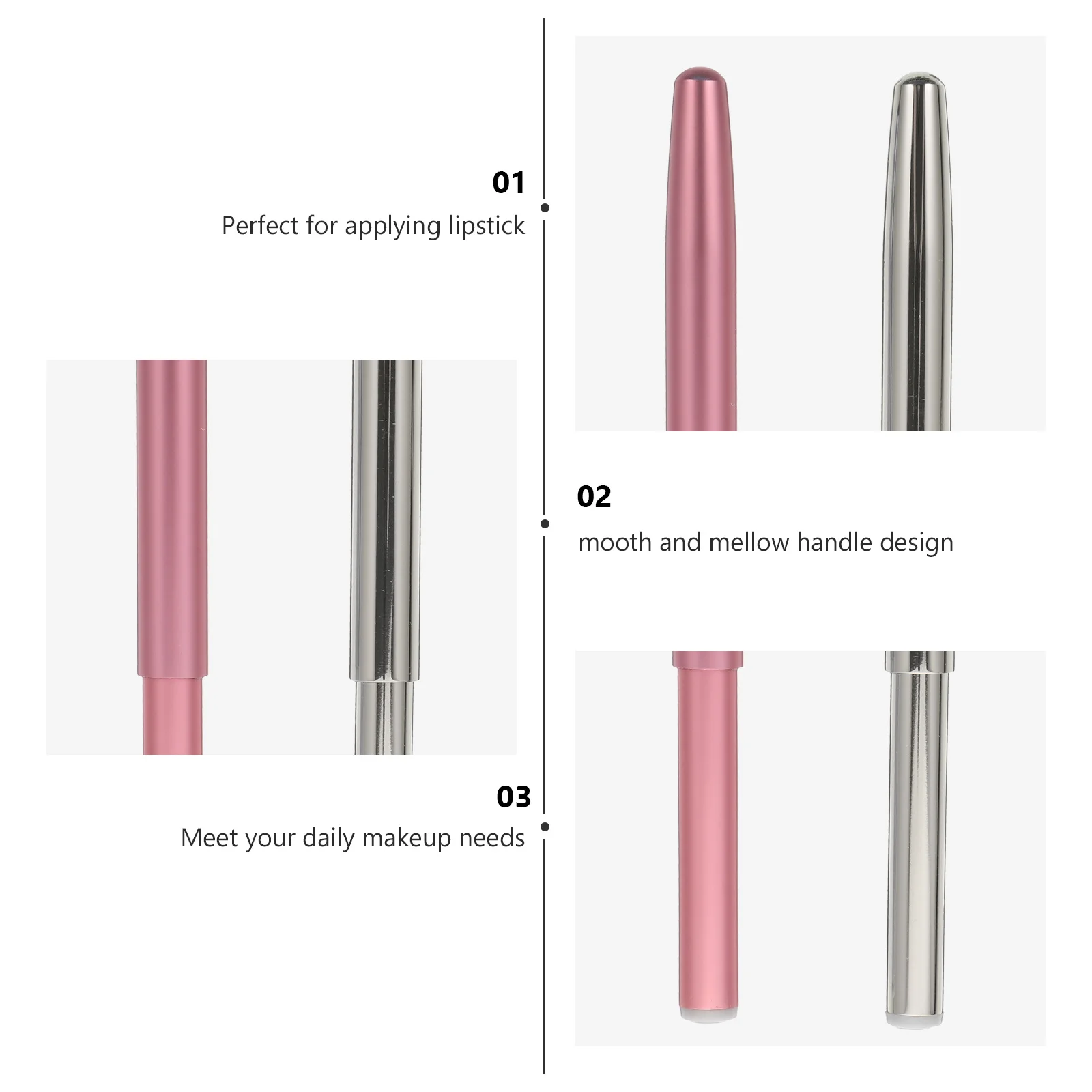 ชุดแปรงทาปากและคิ้ว 2 ชิ้น ปลายแหลมแบบเส้นใย สำหรับทาลิปสติก ลิปกลอส บาล์ม แป้ง อุปกรณ์แต่งหน้าพกพา