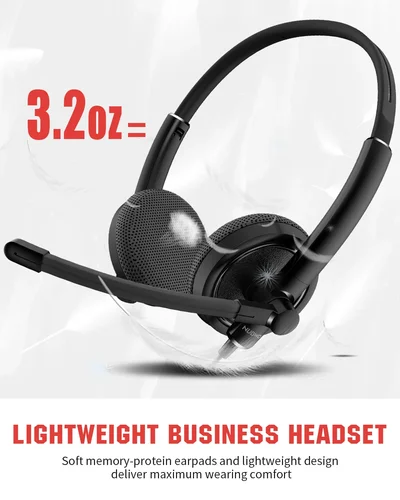 Imagen 2 del producto NUBWO HW01 USB Headphone Call Center Headset con micrófono de cancelación de ruido para portátil, PC ligero con cable auriculares