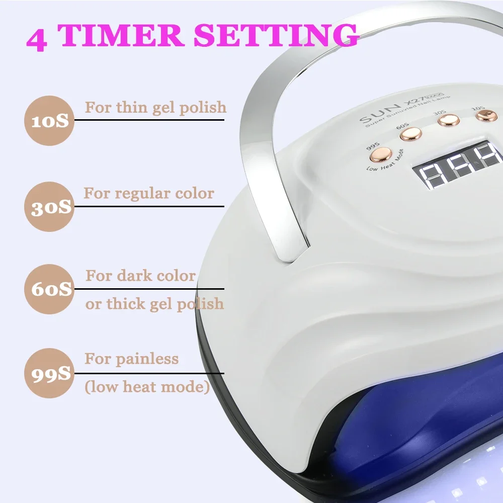 SUN X27 MAX UV LED مصباح ل مانيكير مصابيح الأظافر مجفف لعلاج الأشعة فوق البنفسجية هلام البولندية أدوات الأظافر مع الاستشعار شاشة الكريستال السائل
