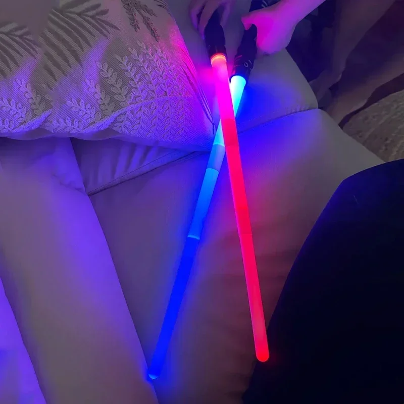 Laser Sword Lightsaber Red and Blue Double Saber Rave Transformation Children's Gift Cosplay Weapon Boy Cool Flashing Toy