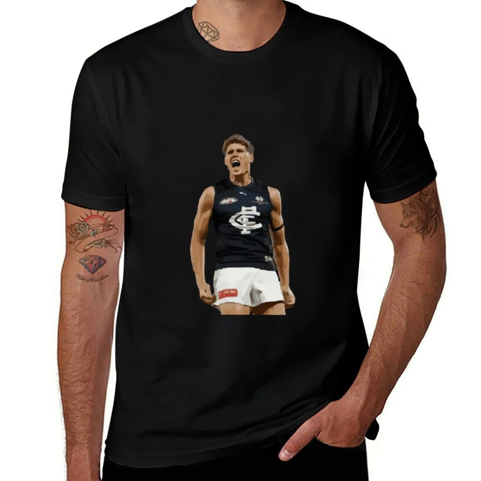 Charlie Curnow T-Shirt Simple Solid Color Crew Neck Tee