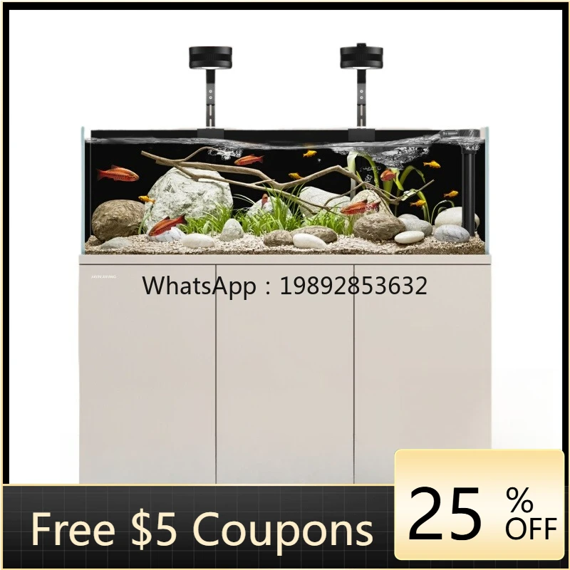 

1ZC original ecological stream tank landscaping fish tank living room new ultra-white glass water-free bottom filter aquarium