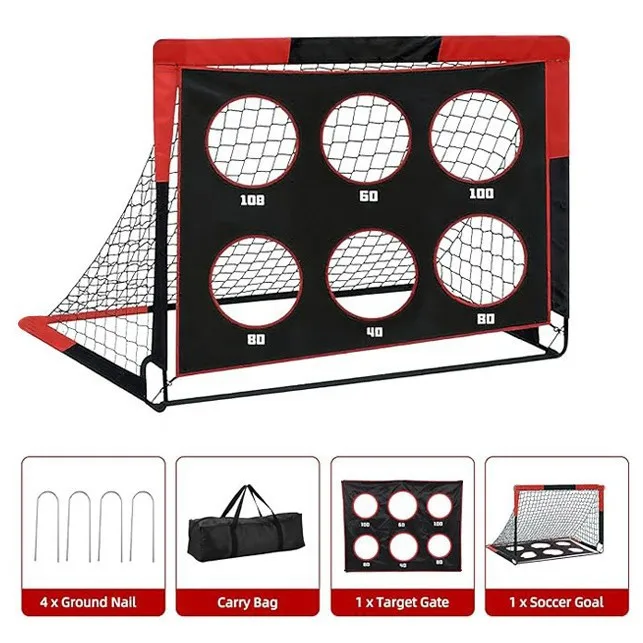 2-in-1 Foldable Soccer Goal Portable Outdoor Football Training Net 1pcs