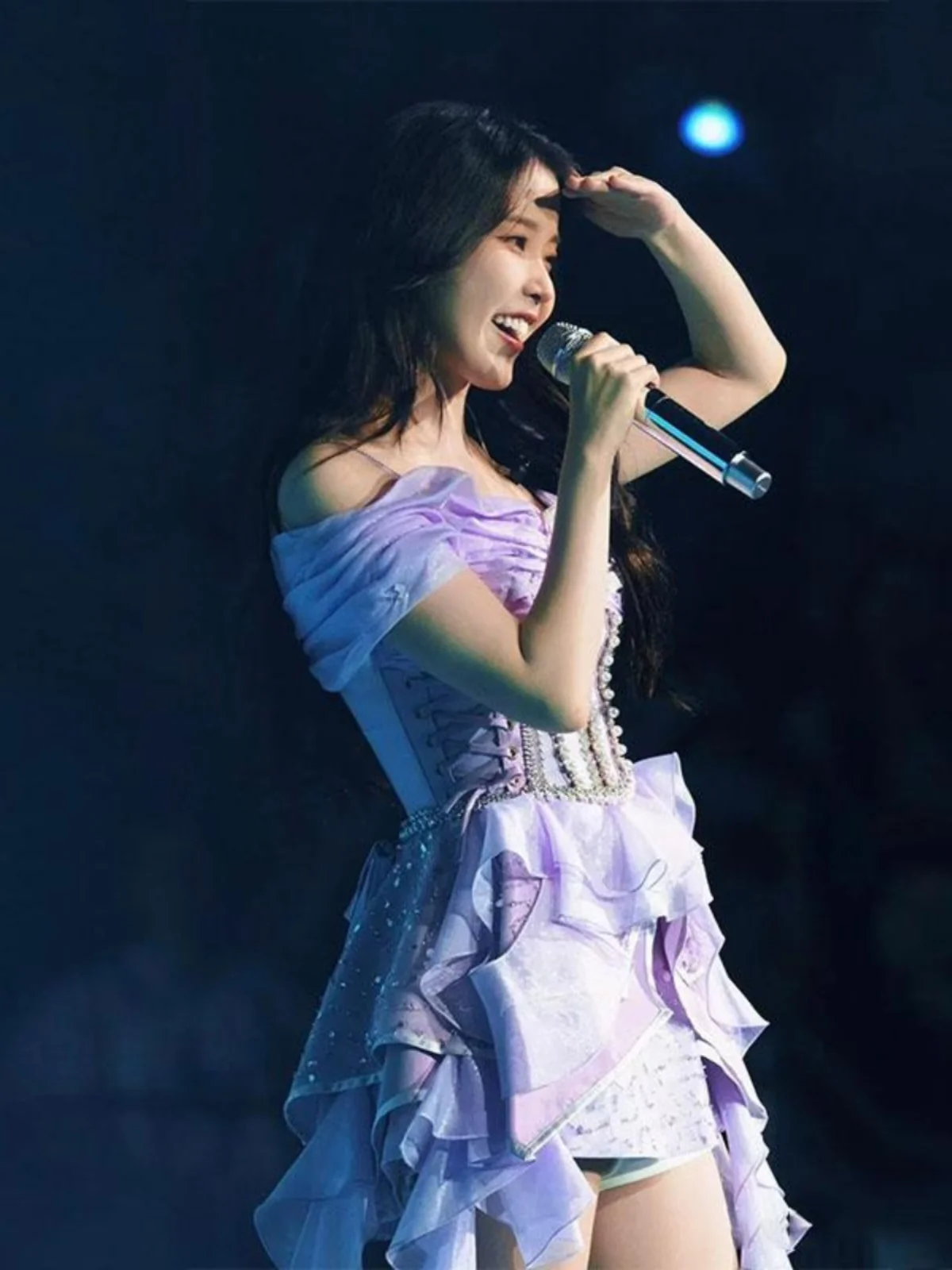 2025 New IU Women's Group Li ZhiEn Performance Clothes Purple Fairy Dress Neck Dance Slimming Performance Costume