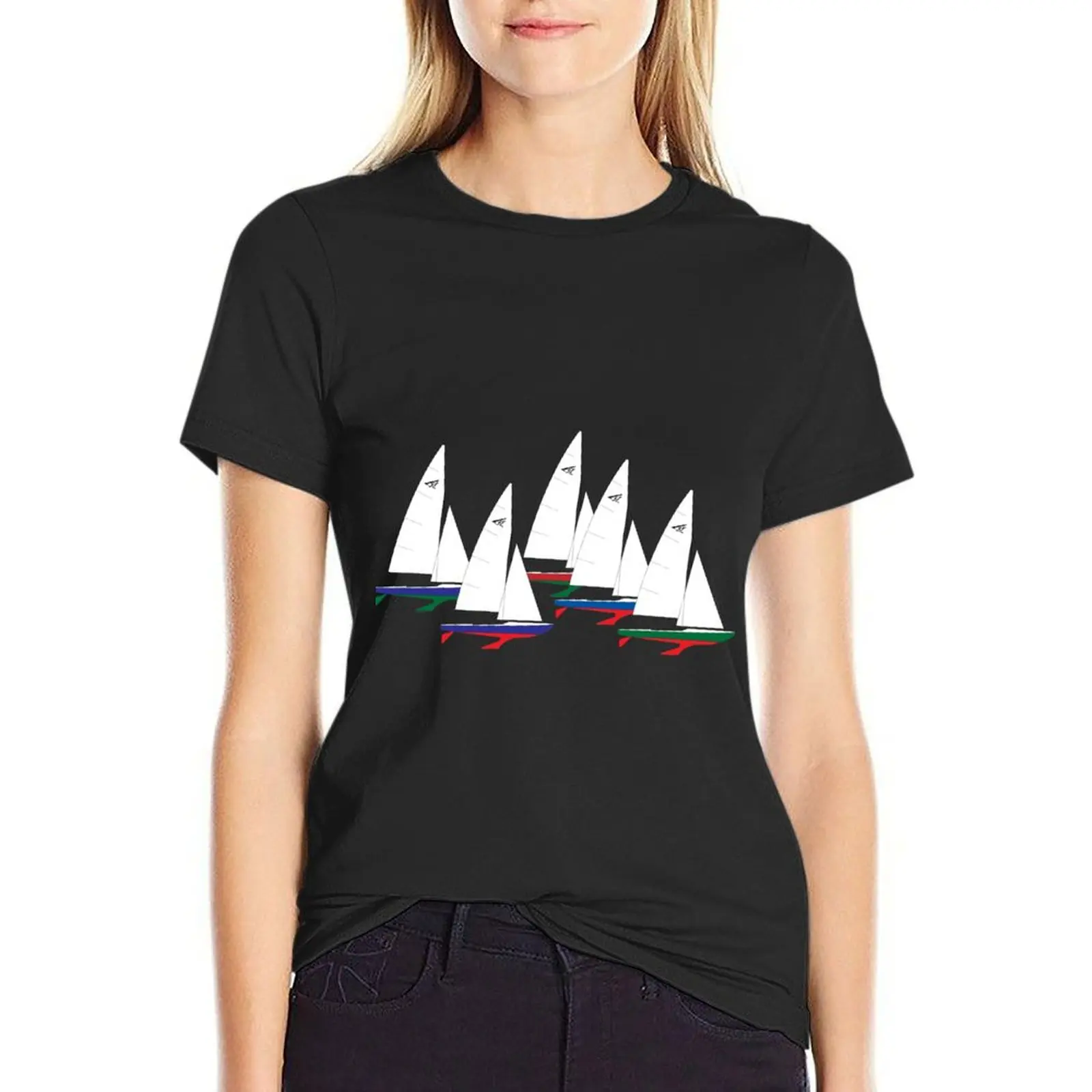 Flying Fifteen Sailboats Racing T-Shirt summer top animal prinfor cute clothes black t-shirts for Women