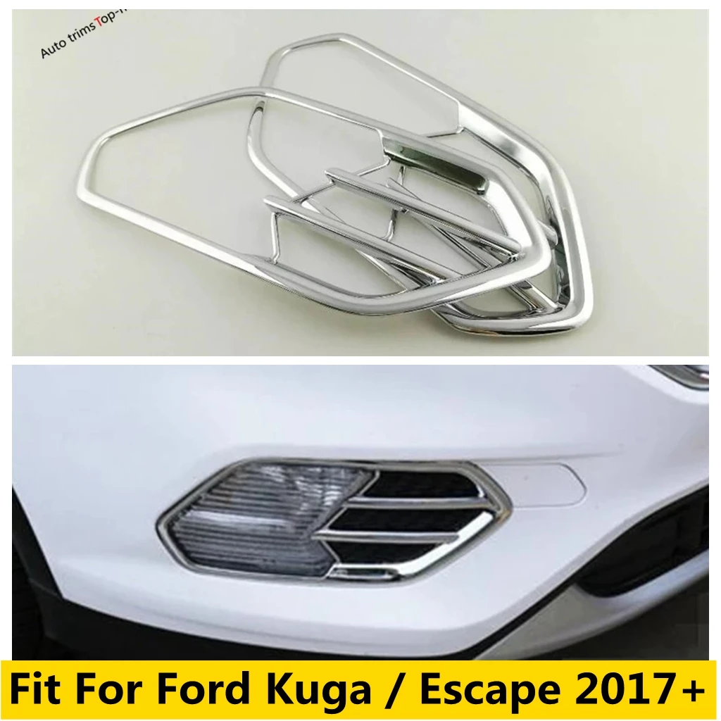 

ABS Chrome Front Bumper Fog Light Lamp Decoration Frame Cover Trim Fit For Ford Kuga / Escape 2017 2018 2019 Car Accessories