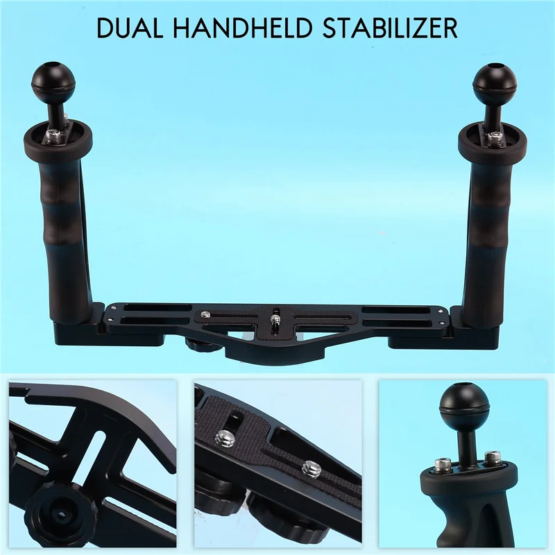 AEE7-Dual Handheld Stabilizer Diving Underwater Camera Housings Tray/Grip Waterproof With Double Handle For Dome Port Waterproof
