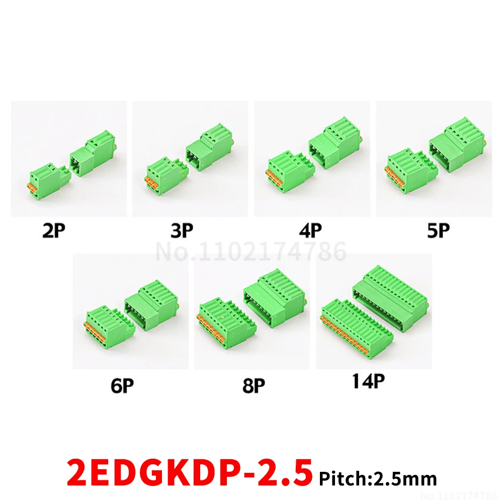 

(1 комплект) 2EDGKDP 2EDGKD - пружинные клеммные колодки 2,5 мм, 2~24-контактные, без пайки, вставные, KF 15EDGKD/KDR 2.54
