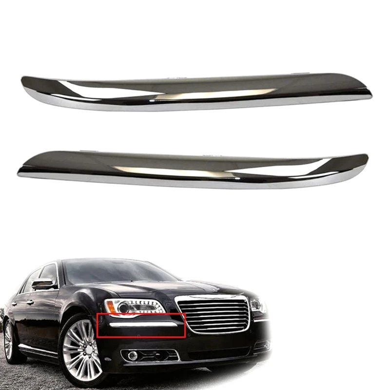 1Pair 68127941AB, 68127940AB Parts Accessories For Chrysler 300 2011-2014 Front Bumper Molding Trim Set Left+Right