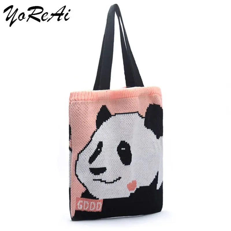 YoReAi Lovely Women New Shoulder Bags Fashion New Cartoon Animal Panda Cat Bear Storage Shopping Bag Casual Tote Female Handbag