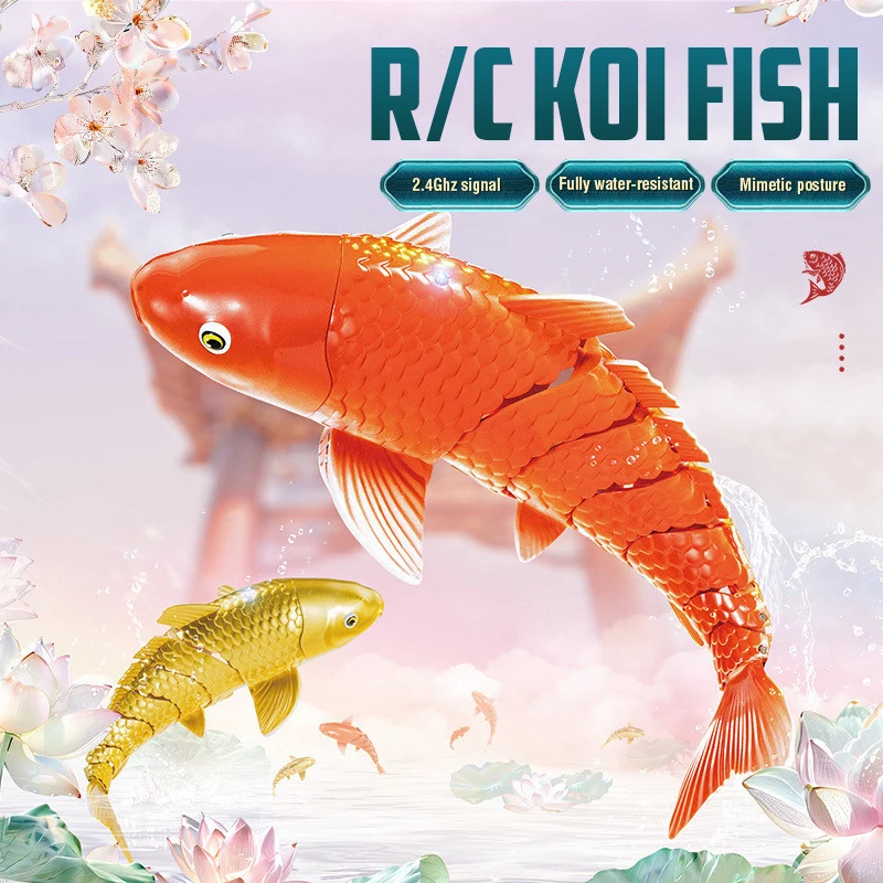 2.4G Remote Control Koi Fish Toy Realistic RC Swimming Carp with Waterproof Design,Dual Propeller Speed Adjust for Pool Play