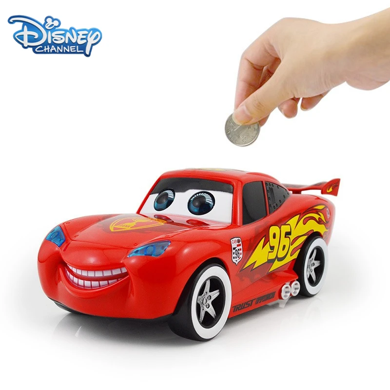 

Disney Pixar McQueen Car Kawaii Piggy Bank Electric Music Battery Car Story Blink Lightning Money Jar Coin Kids Birthday Gift