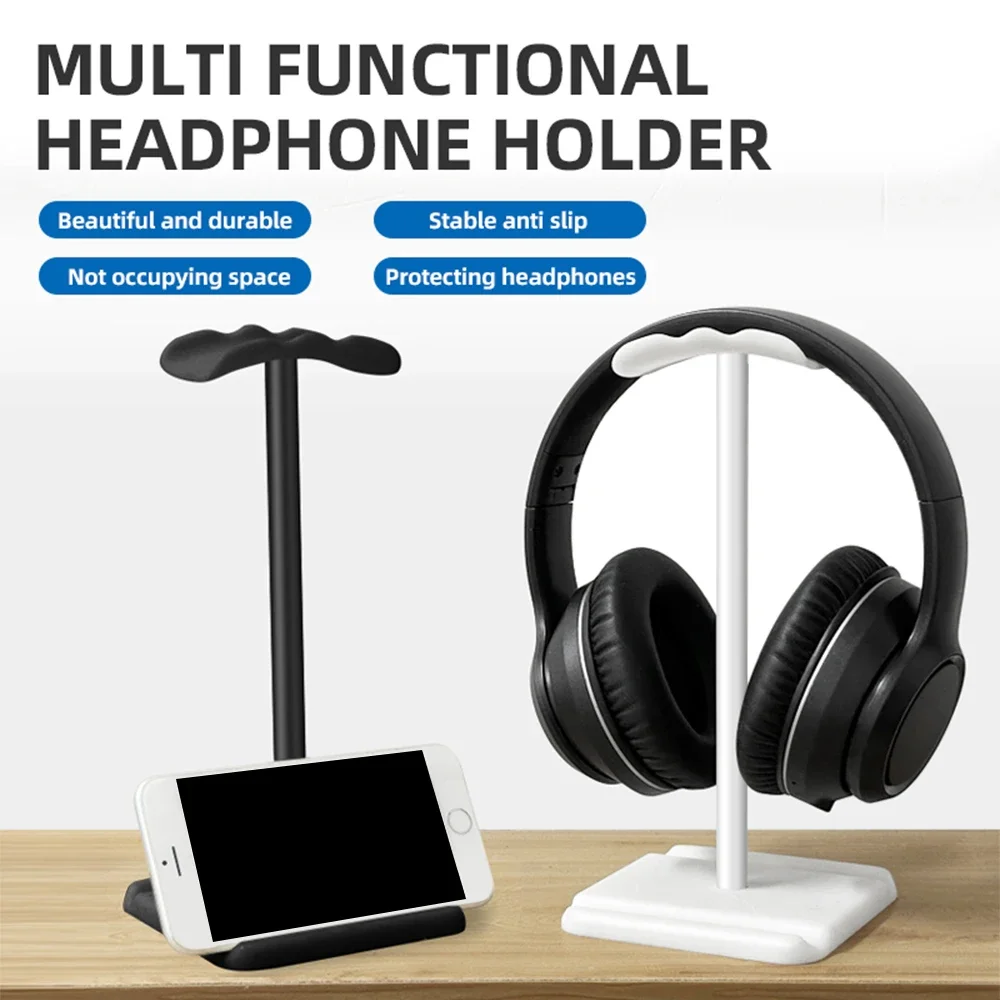 Universal Headphone Stand Rack, Espaço Desktop Organizer, fone de ouvido Mount Hanger, Headset Stand Suporte com Celular e Tablet Stan