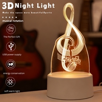 3D LED night light in music symbol style - USB powered, creative desk and bedroom decoration, perfect gift for music enthusiasts