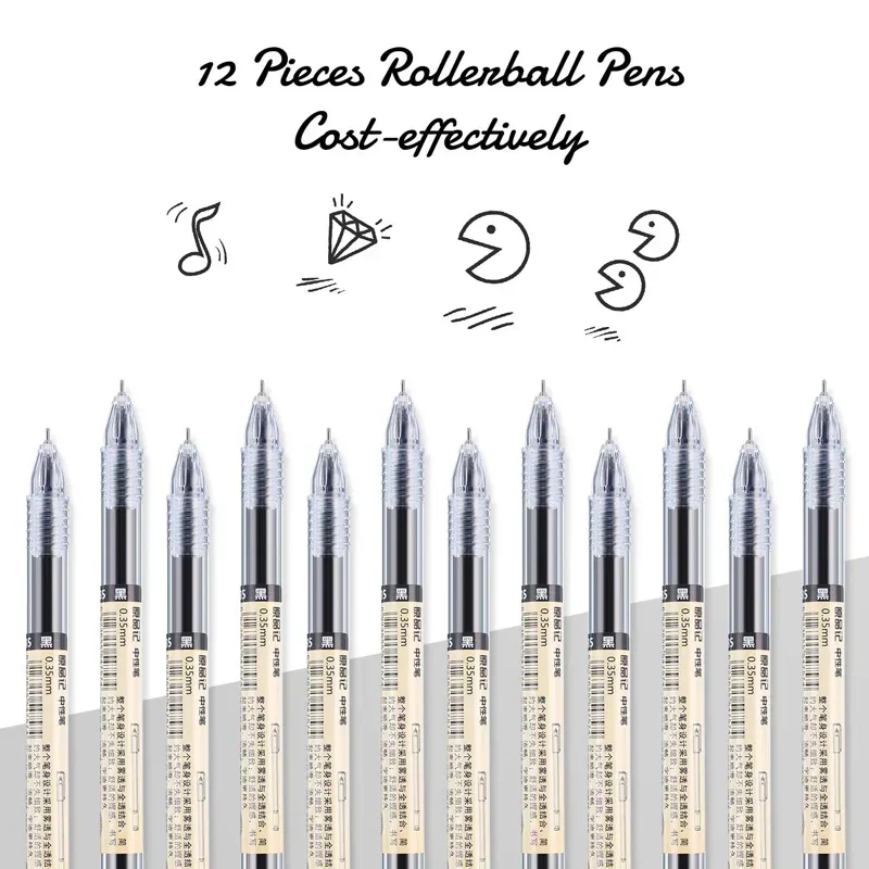 8-54Pcs 0.35mm Gel Pens Office School Exam Sign Ballpoint Pen Blue Red Black Ink Replaceable Pen Refill Rods Kawaii Stationery