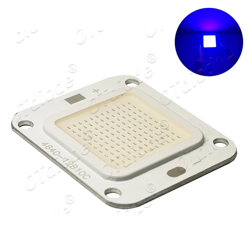 UV LED 50W 60W COB Purple High Power LED Lamp Chip 400nm 405nm Beads Ultra Violet Plant Growth Light For Curing Lamp Floodlight