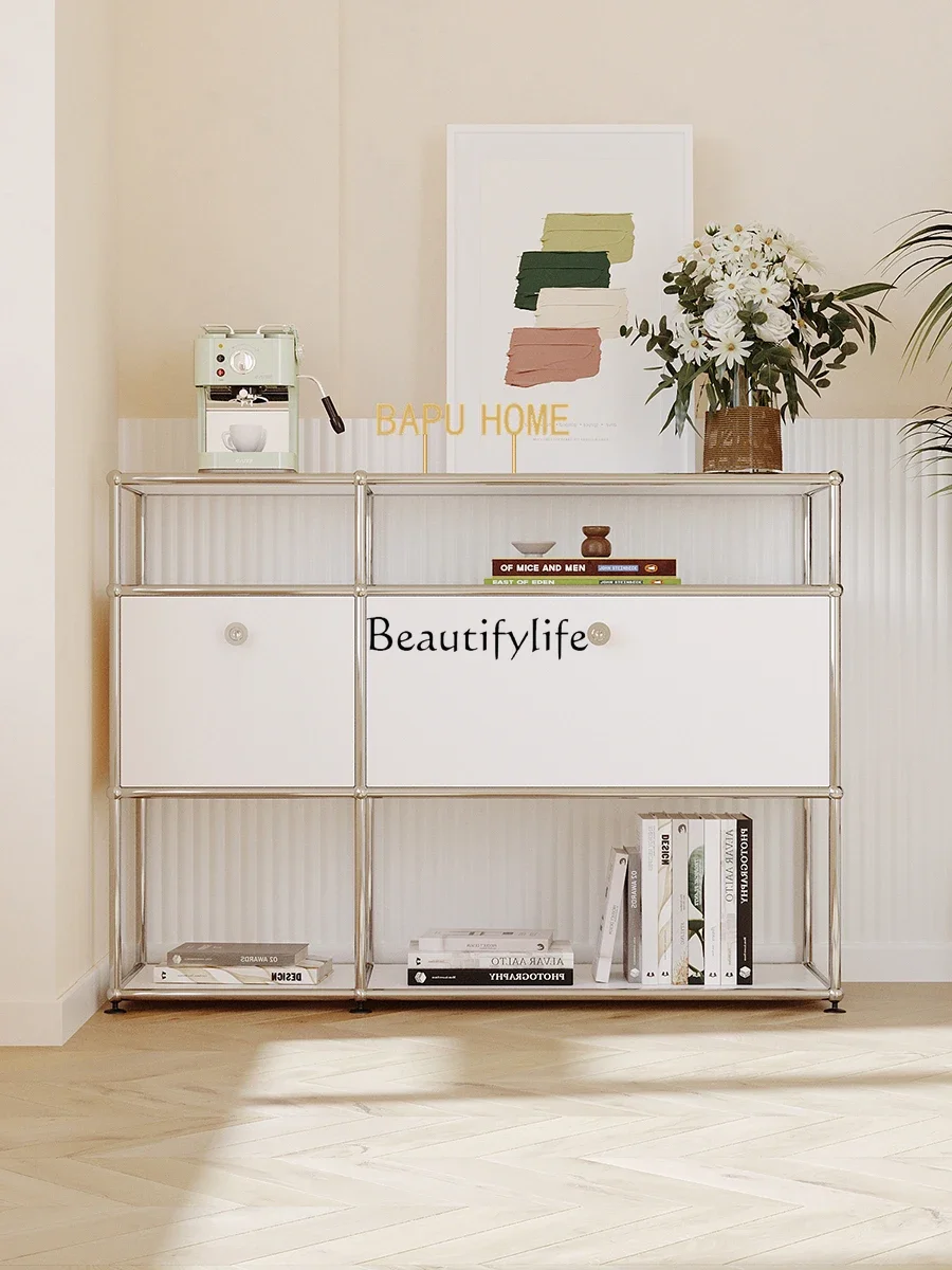 LJY * خزانة وحدة خلط الألوان الشمالية من الفولاذ المقاوم للصدأ في العصور الوسطى خزانة تلفزيون بسيطة #3