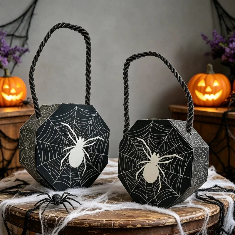 12/24 Cajas de Regalo para Fiesta de Spiderman, Cajas de Papel con Diseño de Telaraña, Suministros para Cumpleaños, Cajas de Regalo Negras para Cumpleaños de Niños