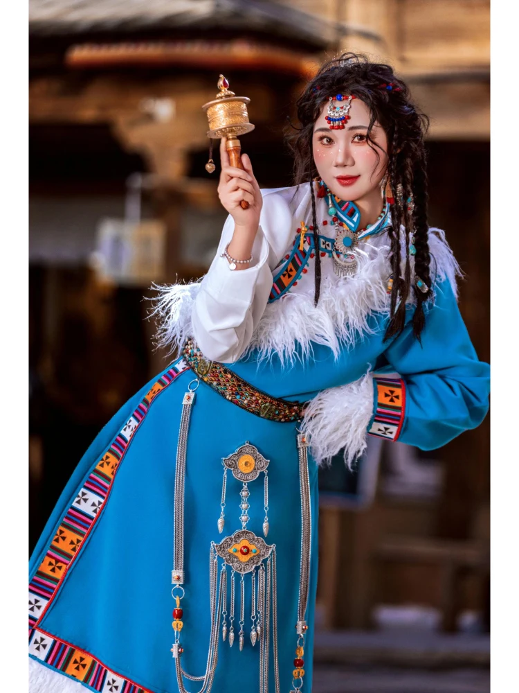 

Tibetan Women's Clothing Photoaphy Ethnic Sle Travel Photoaphy Dance Costume Tibetan Robe Polyester Fiber Summer New Ar...