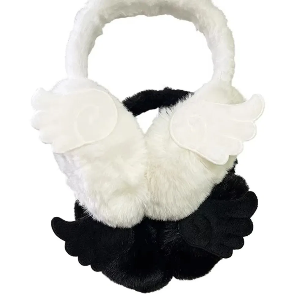 Harajuku Style Warm Earmuffs Foldable Cold-proof Angel Wing Earmuffs Portable Soft Outdoor Earflap Protection Ear Cover