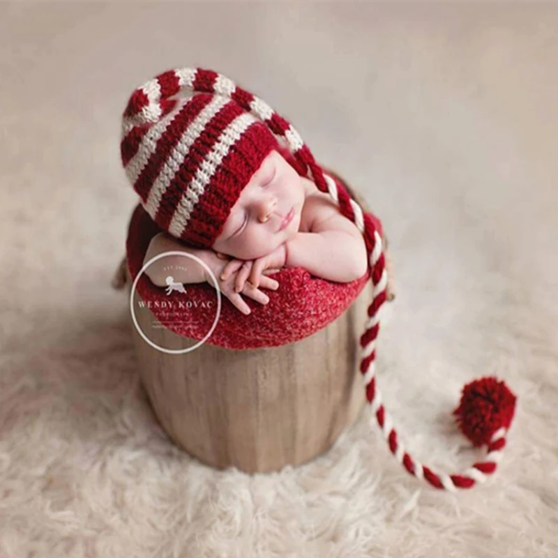 Newborn Christmas Sweater Knitted Hat for Photoshoot Baby X'mas Photography Props Newborn Outfit Photo Accessories