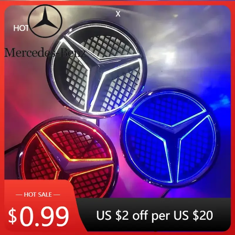 

Автомобильная наклейка с передним логотипом автомобиля, эмблема, решетка, светодиодный значок для Mercedes Benz W166 W176 W204 W207 W212 W218 W245 W251 W463 Ac