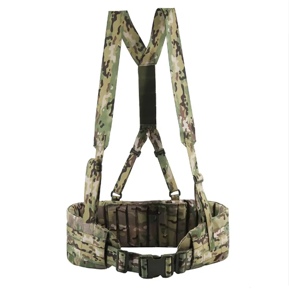Tactical Battle Belt Set With Detachable Suspenders, Widened Thickened MOLLE Waist Seal For CS Wargame Airsoft Hunting Training