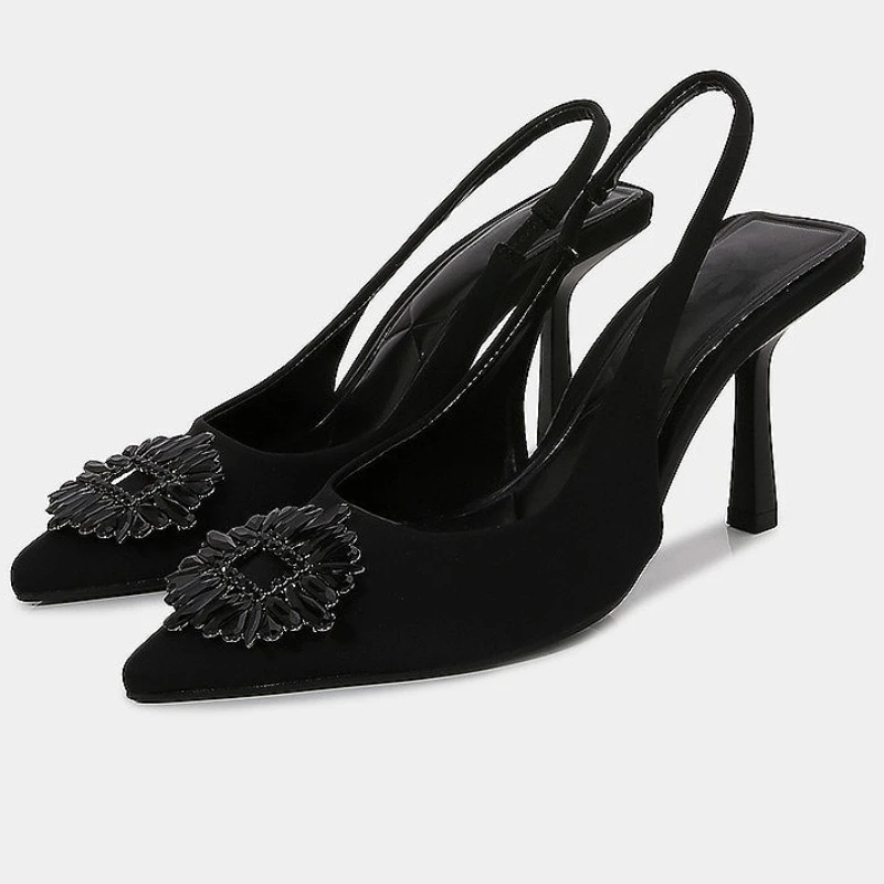 

Сексуальные туфли-лодочки с острым носком и пряжкой со стразами, женские элегантные вечерние модельные туфли на мелком каблуке, женские модные брендовые туфли на высоком каблуке