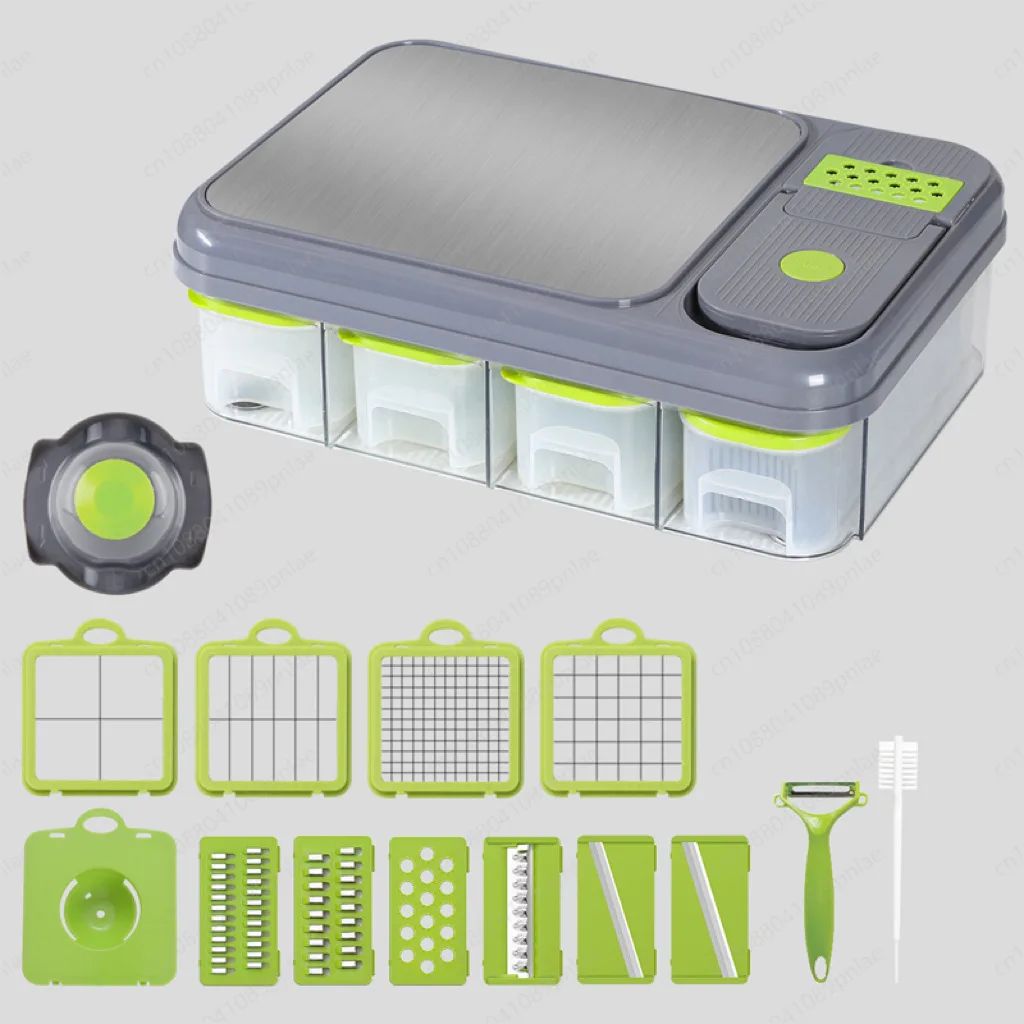 

Multifunctional Stainless Steel Vegetable Cutter with Cutting Board Kitchen Slicer Shredder Dicer