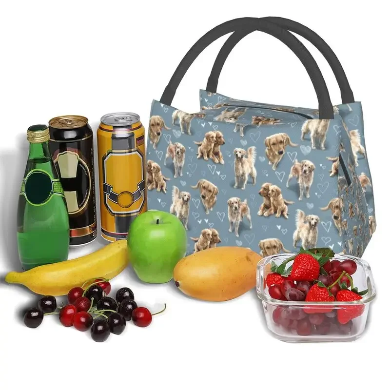 Bolsas de almuerzo con aislamiento The Golden Retriever para mujer, a prueba de fugas, enfriador térmico para perros y cachorros, bolso de mano para oficina, Picnic y viajes