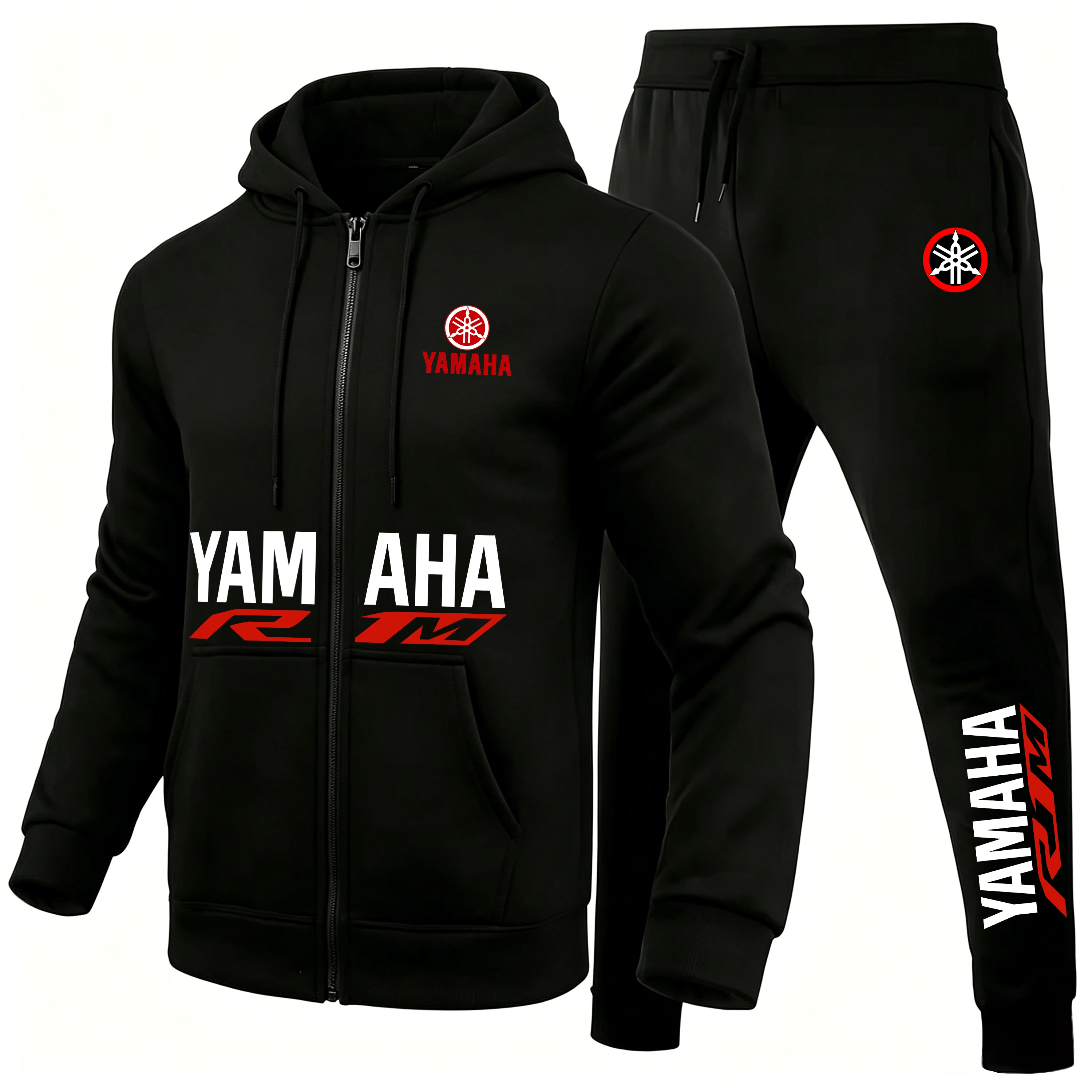Conjunto de Moletom com Zíper Yamaha R1M para Homens, 2 Peças, Moletom para Corrida de Motocicleta e Calças de Jogging, Roupas Casuais para Casais