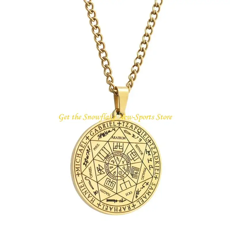 

E56D Men's Sacred Geometry Seal of Solomon Pendant Seven Archangel Pendant