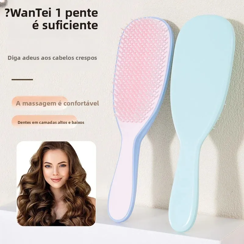 Wantei pente de massagem para couro cabeludo, pente anti-anhado, cabo longo, escova de cabelo antiestática, pente de beleza, ferramentas de pente de massagem de cabelo